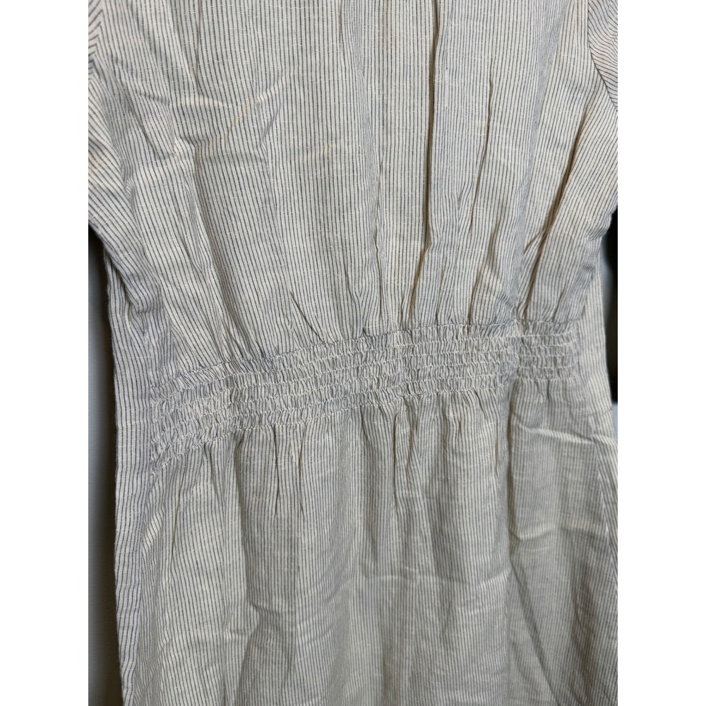 Roolee S 100% Cotton Embroidered Flower Cream Striped Dress Boho Cottage Lace - Picture 7 of 14